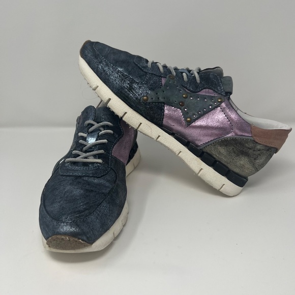 A.S.98 Italian Leather Sneakers Metallic Embossed Casual Comfort Shoes Rare - Picture 9 of 9